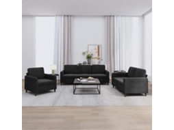 Vidaxl 3 Pcs Conjunto De Sofás Veludo Preto