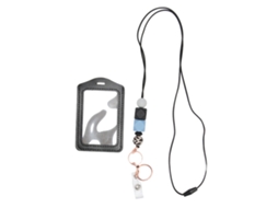 Cordón Colgante De Silicona Con Porta Carné Transparente Retráctil Para Estudiantes Y Trabajadores Azul Gris