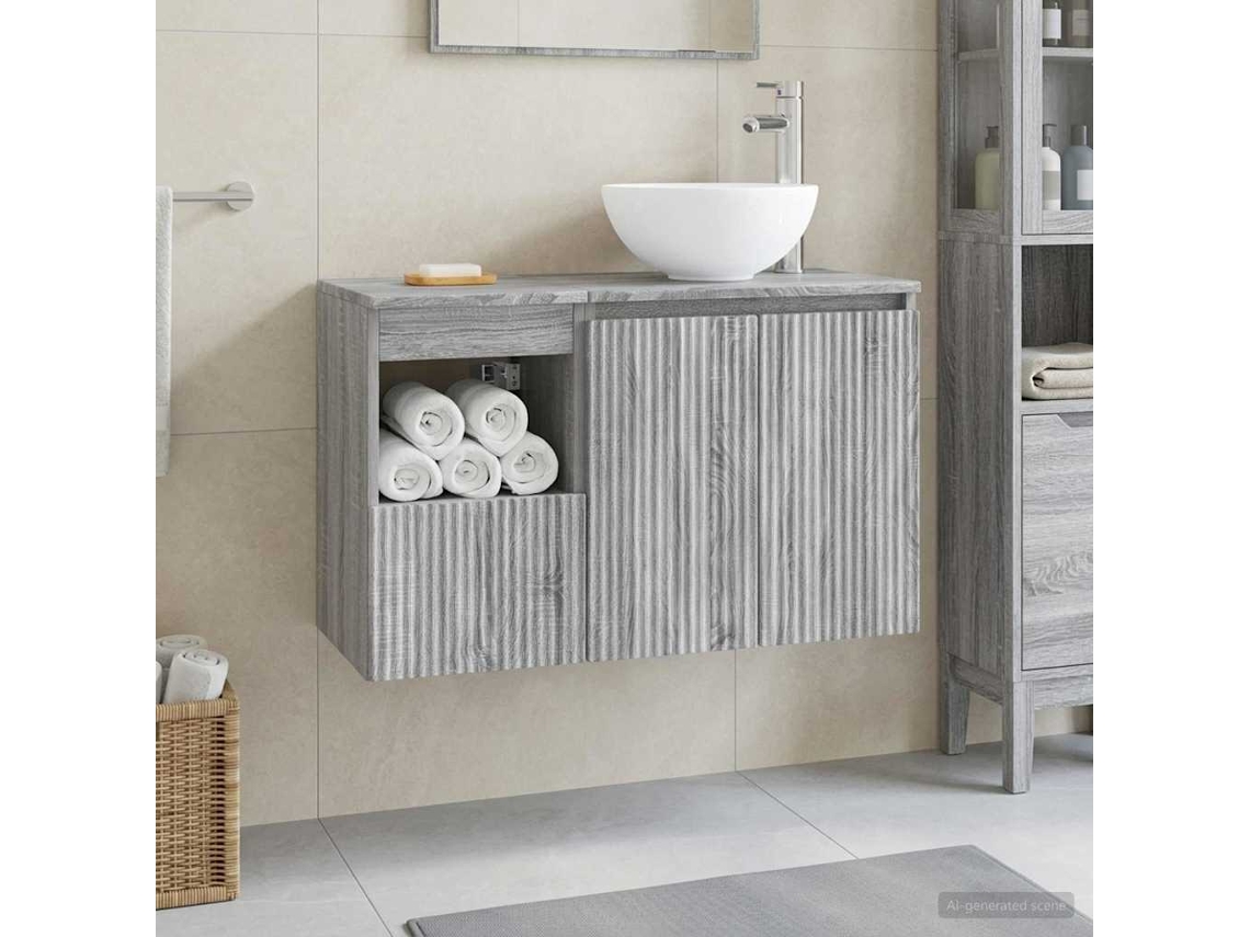 Vidaxl Conjunto De Móveis Para Banheiro 2 Unid. Sonoma Cinzento