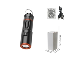 Lanterna Led Portátil Recarregável Via Usb (preta) Com Chaveiro, À Prova D'água, De Bolso Em Liga De Alumínio.