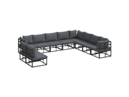 Conjunto 10 Sofá De Jardim Vidaxl Preto Alumínio (353 X 283 X 71 Cm)