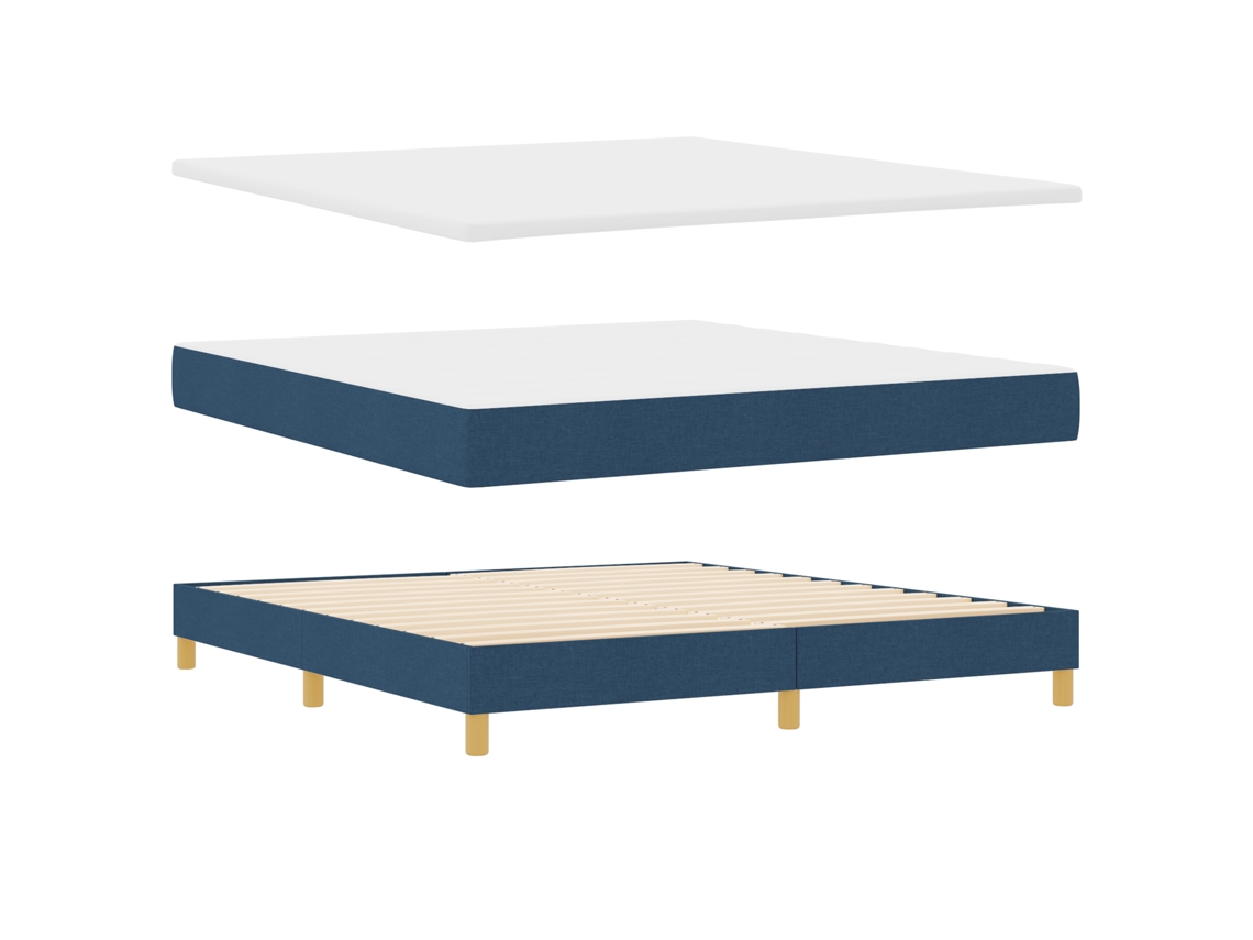Conjunto 1 Cama Box Vidaxl Azul Tecido (200 X 180 Cm)