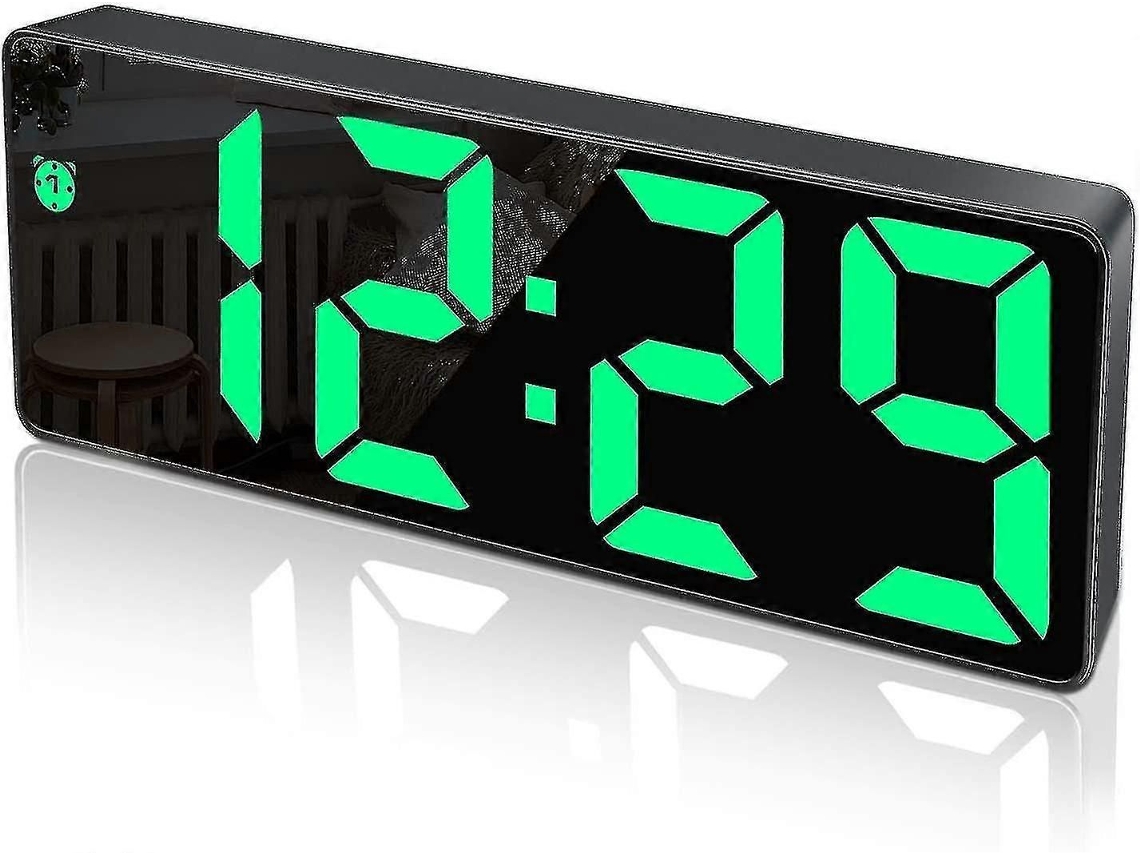 Despertador Digital Com Display Led Grande, Espelho, Função Soneca E Brilho Ajustável, Com Plugue Usb