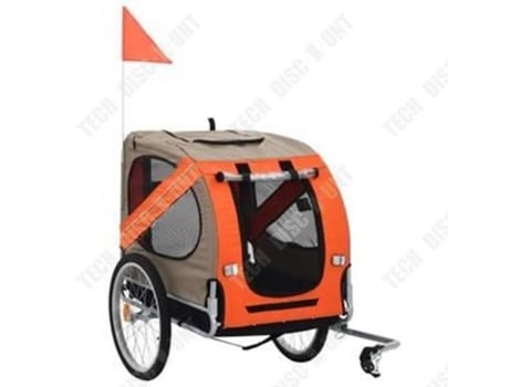 Reboque De Bicicleta Para Cachorro Td® Laranja E Marrom Tech Discount