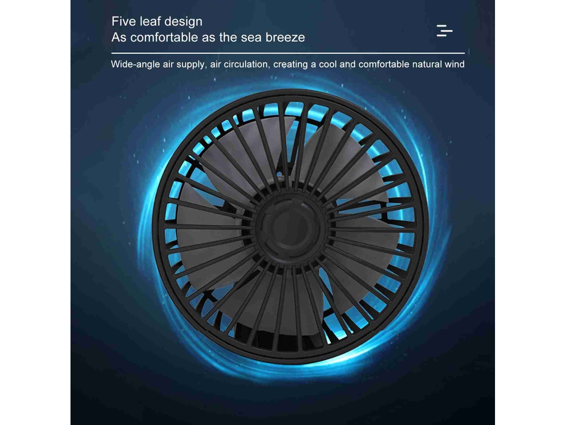 Ventilador Carro Elétrico 360° Rotativo 5 Lâminas | S/MARCA