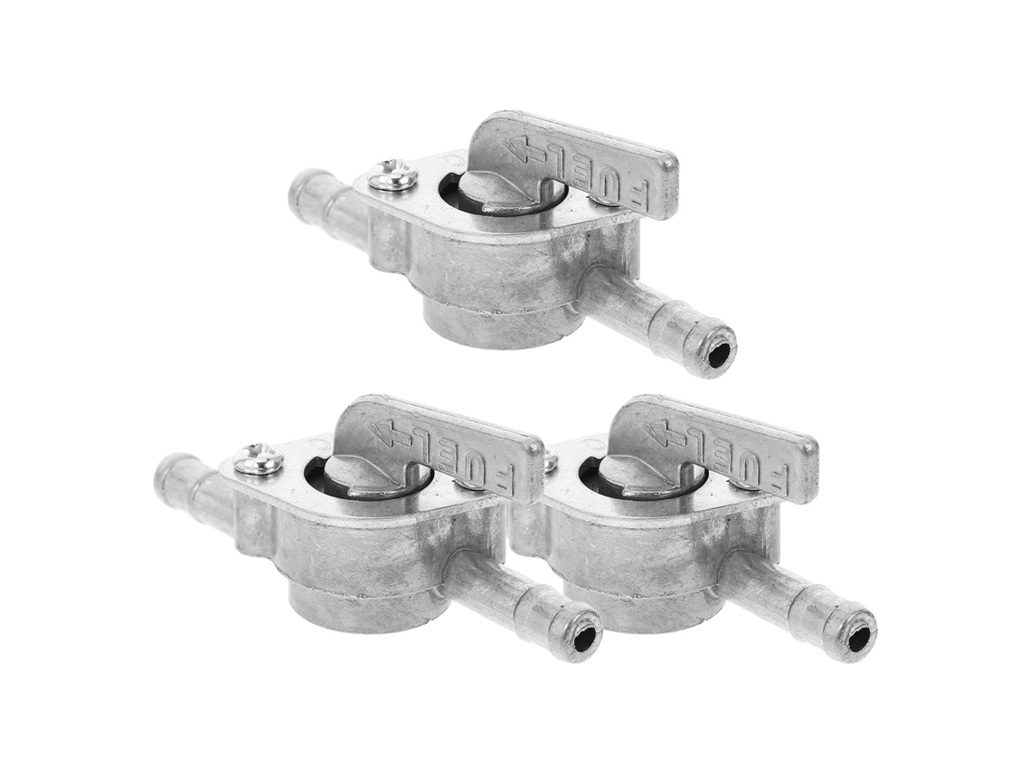 Conjunto De 3 Torneiras De Combustível Em Metal Prateado Com Interruptor Para Quadriciclos E Motos De Trilha.