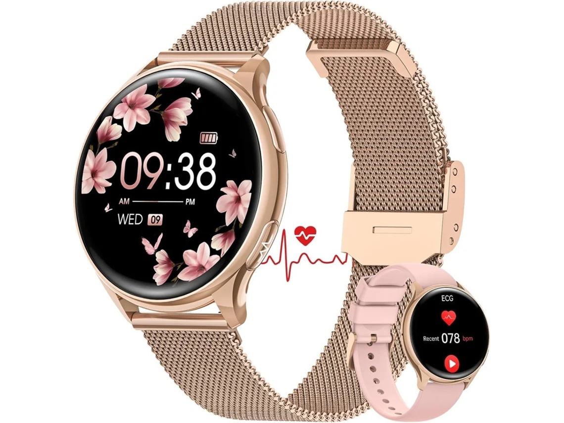 Smartwatch feminino de 1,27 polegadas com mais de 150 chamadas, monitor de frequência cardíaca, monitor de sono e monitor de SpO2. Bestvite