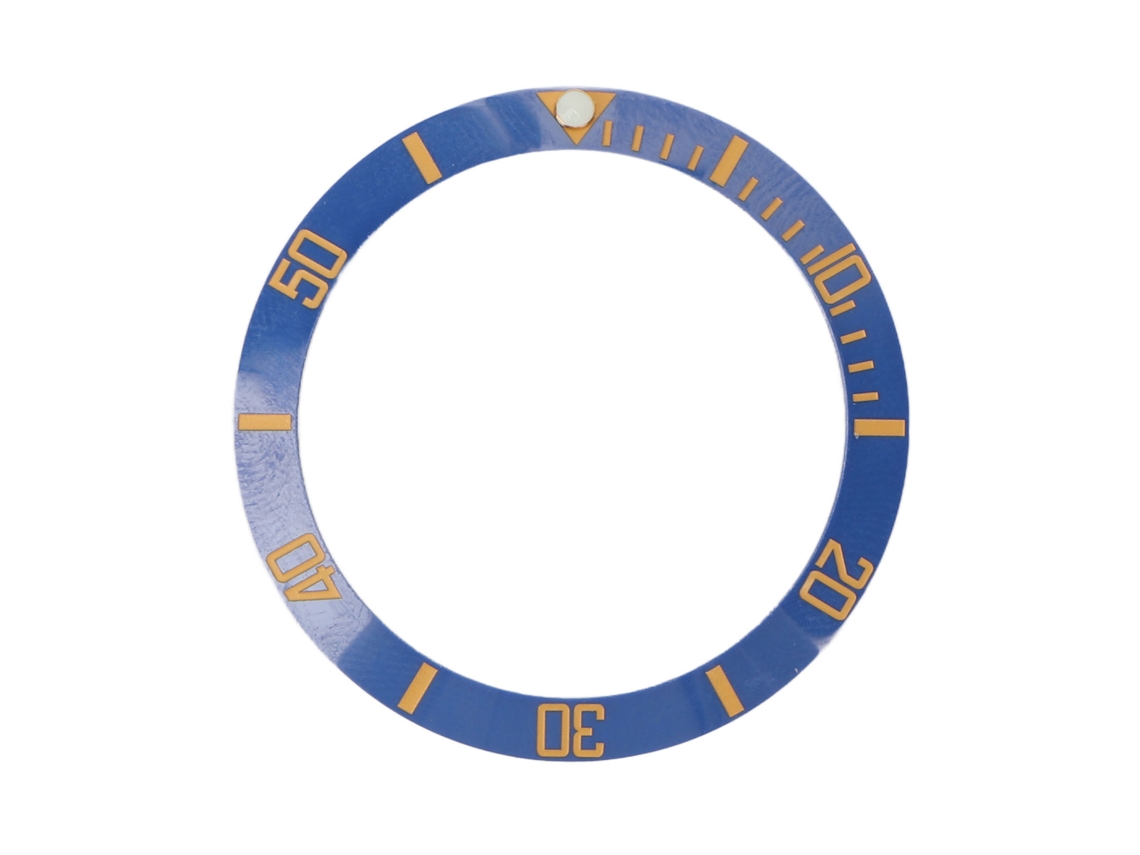 Inserção de Bezel de Relógio Cerâmica Círculo Azul com Palavras Douradas para Substituição