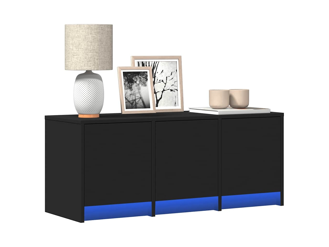 Vidaxl Móvel De Tv Com Luzes Led Derivados De Madeira Preto