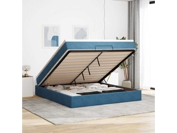 Estrutura De Cama Otomana Com Colchão 180x200 Cm Azul Escuro