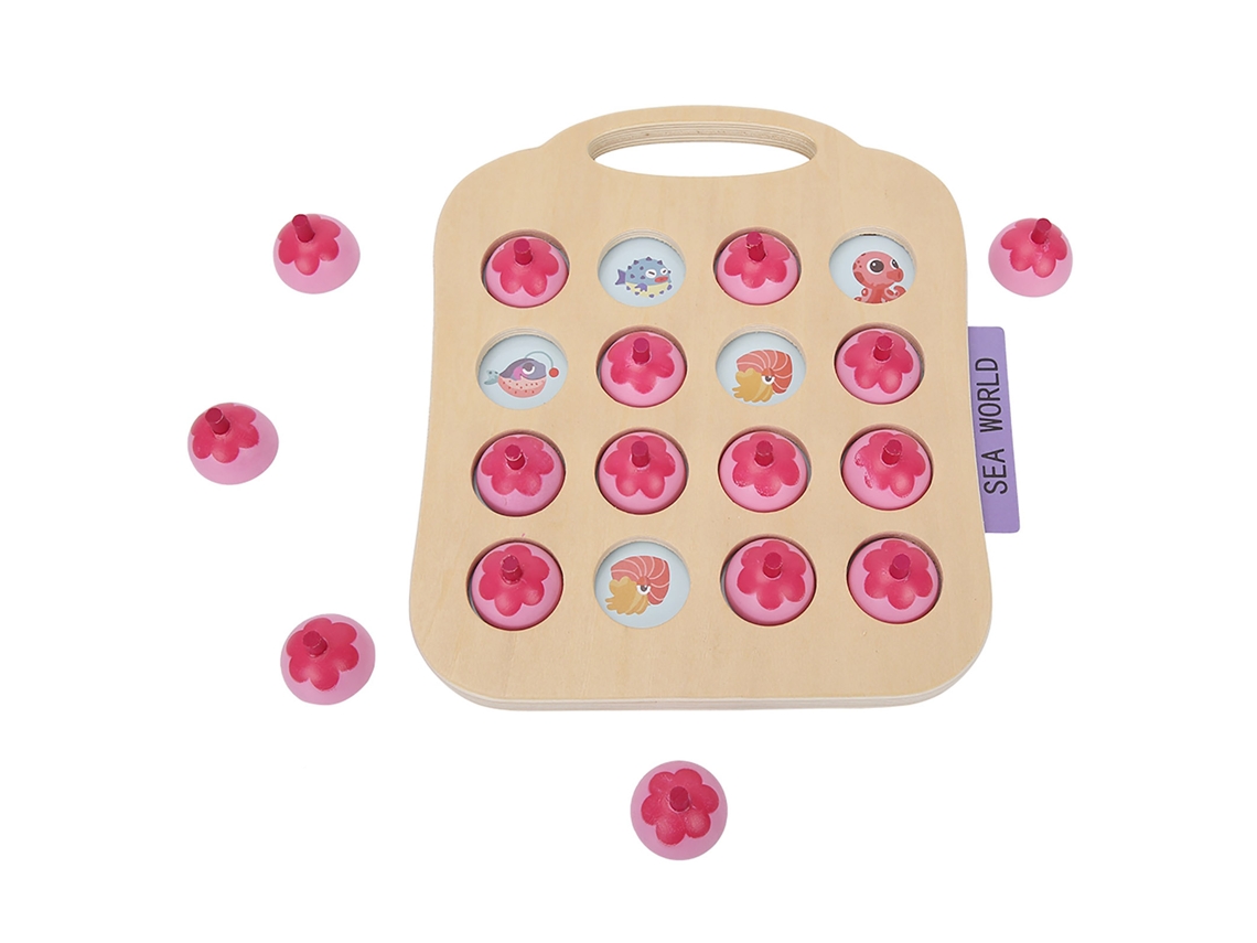 Brinquedo Educativo De Memória Xadrez De Madeira Interativo Para Crianças Rosa