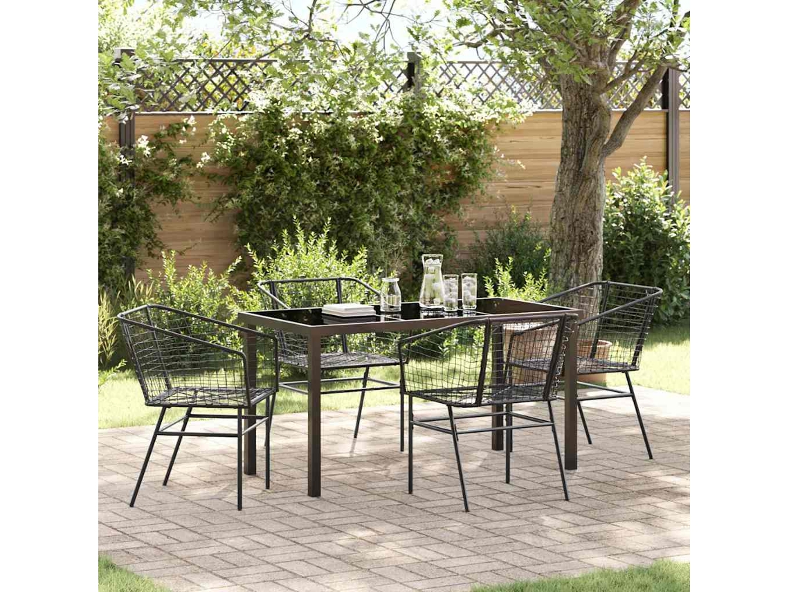 Vidaxl Conjunto De Jantar Para Jardim 5 Unid. Preto Vime Pe