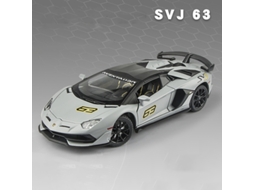 (cinza) Miniatura Metálica Em Escala 1:24 Do Carro Esportivo Lamborghini Svj63, Com Luzes, Efeitos Sonoros E Função De Fricção.