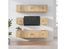 Vidaxl Conjunto Móveis De Tv 8 Pcs Madeira Processada Carvalho Sonoma