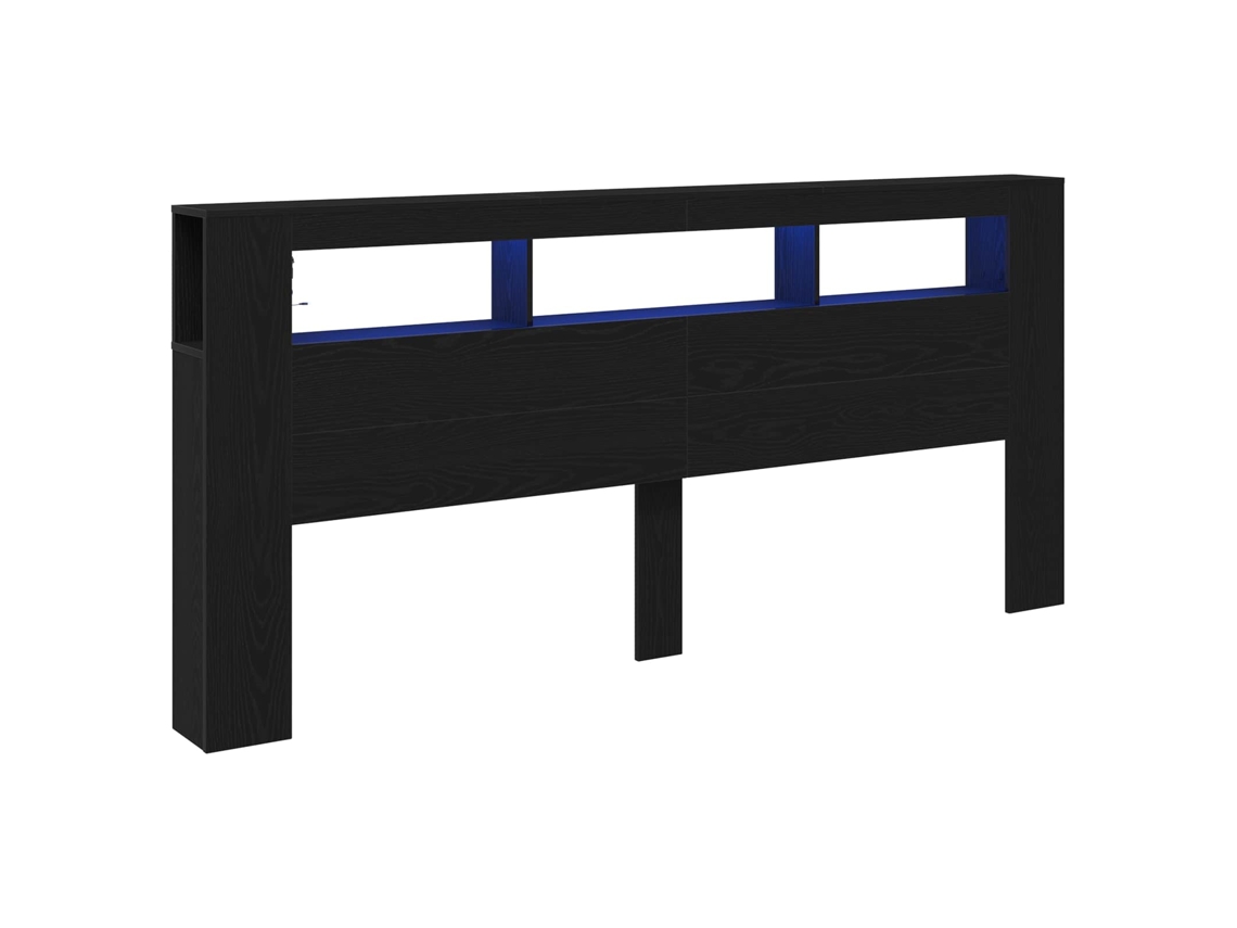 Cabeceira Carvalho Preta com LED 220 x 18,5 x 103,5 cm - EXCLUSIVO DA MAISON