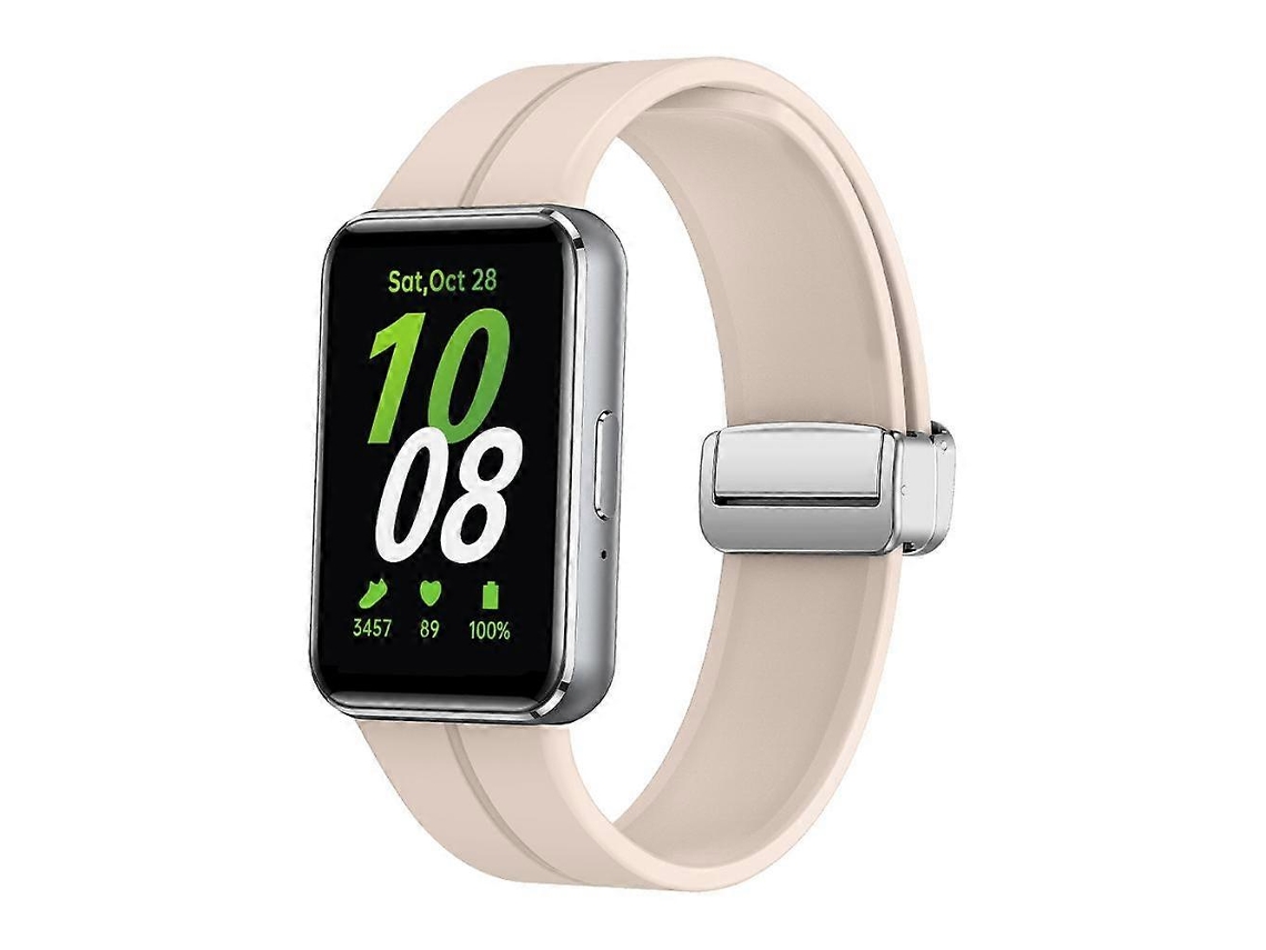 Pulseira De Silicone Prateada Com Fecho Magnético Dobrável Para Samsung Galaxy Fit 3