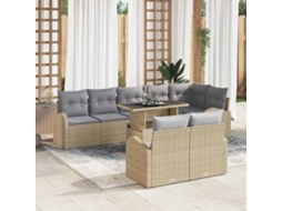Vidaxl Conjunto de Sofá de Jardim 9 Pcs Bege Rattan Sintético