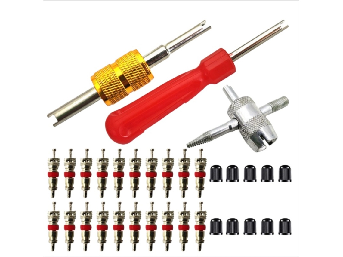 Kit De Ferramentas Para Núcleo De Válvula De Pneu De Carro, Bicicleta E Motocicleta (33 Peças)