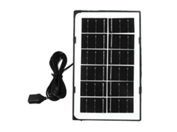 Carregador solar USB-C para câmeras, lâmpadas, luminárias pequenas e bombas de oxigênio. Resistente à água (IP55).