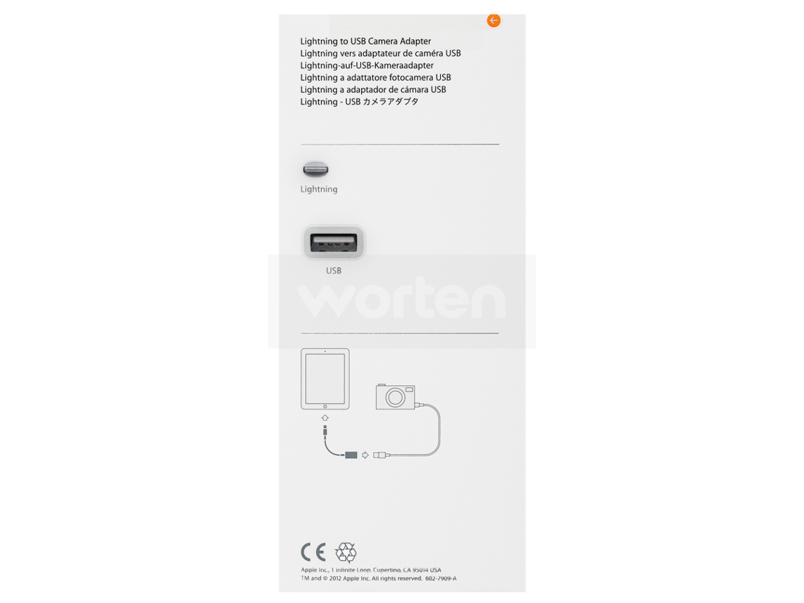 Adaptador APPLE  MD821ZM/A (iPad - Lightning - USB - 1 Porta - Branco)
