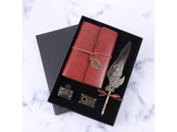 Conjunto Pluma De Ave Feather Pen E Tinta Vintage Para Caligrafia Com Caderno E Estojo De Canetas Presente De Aniversário