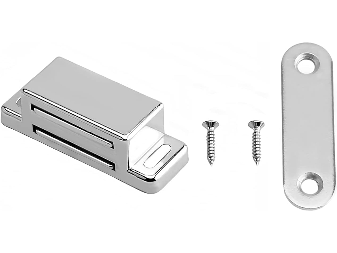 Conjunto De 5 Fechos Magnéticos Metal Portas Armários, Móveis, Cozinhas, Guarda Roupas E Gavetas, Na Cor Prateada