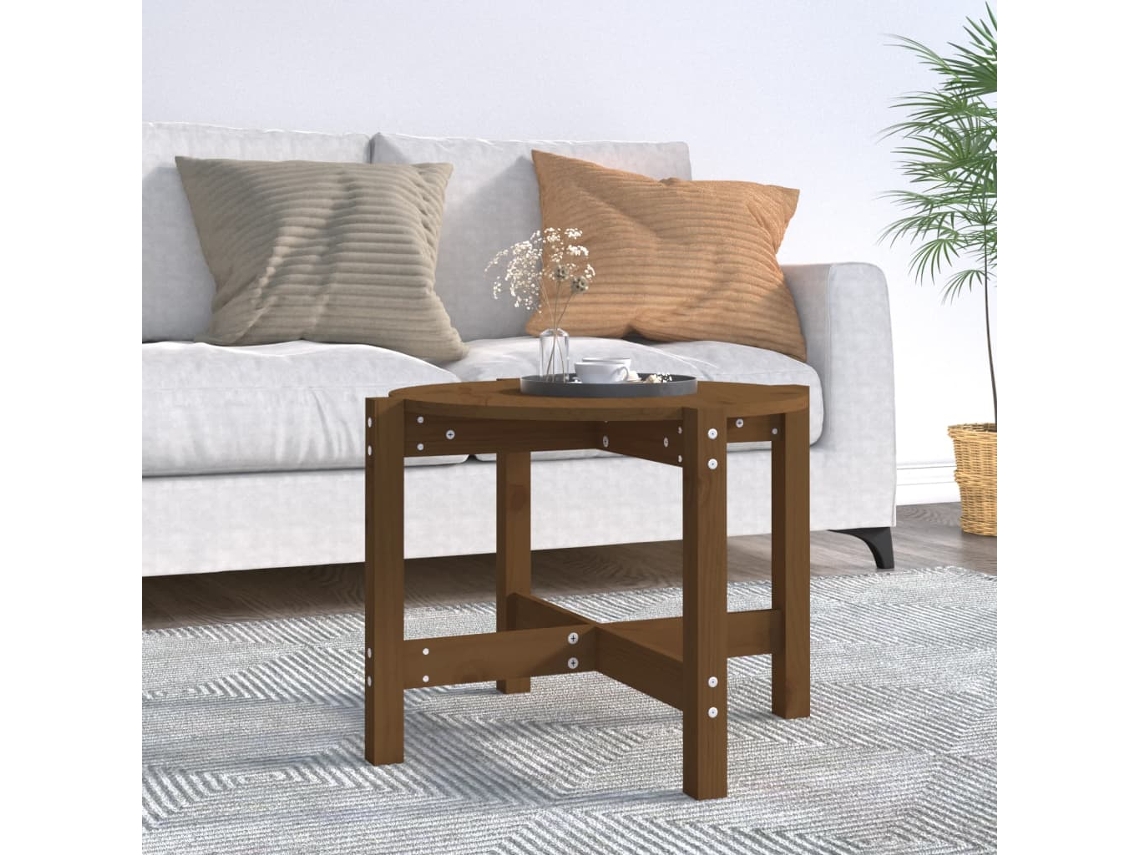 Vidaxl Mesa De Centro Ø 62,5x45 Cm Madeira Pinho Maciça Castanho-mel