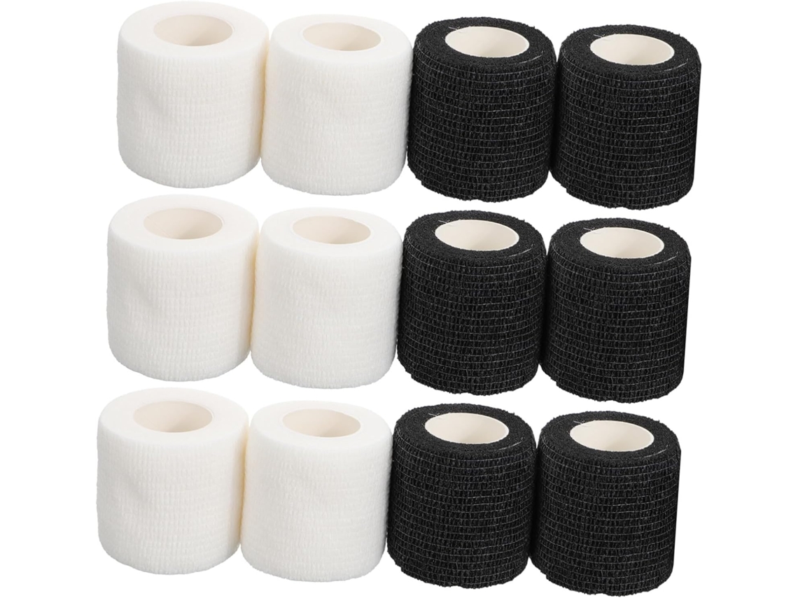 12 Rolos De Fita Adesiva Para Suporte Pulso Em Atividades Esportivas E Fitness, Nas Cores Preto Branco