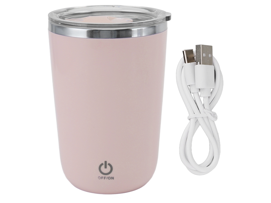 Caneca elétrica USB de 350ml com mistura automática, à prova de fugas rosa LAXISCREED