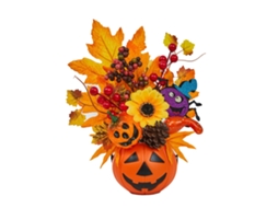 Decoração De Halloween Com Abóbora E Folhas Laxiscreed Para Festa