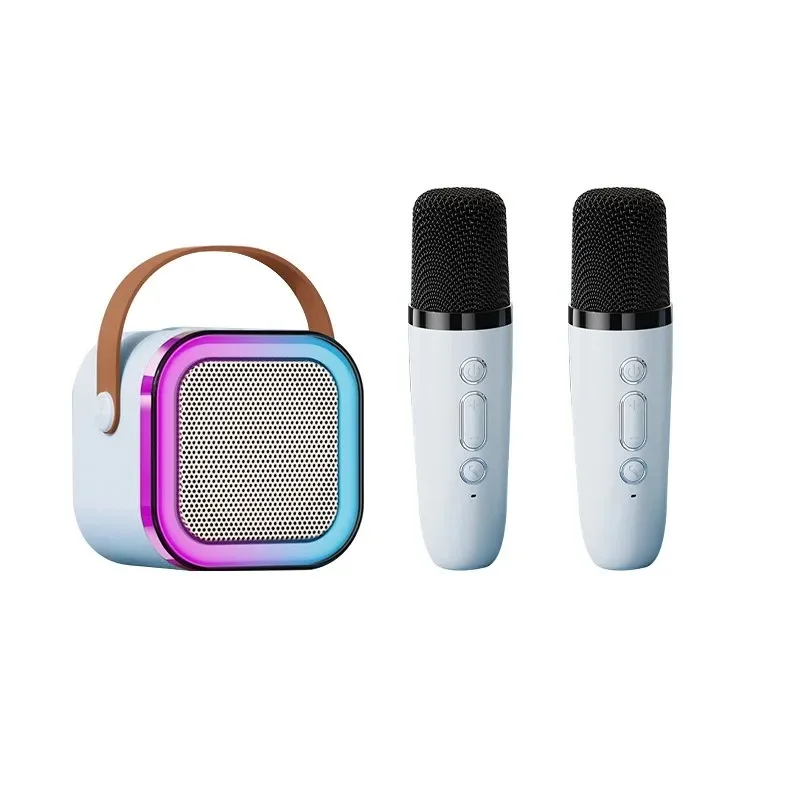 Máquina de Karaokê Bluetooth, Adequada para Adultos e Crianças, Essencial para Festas. MDUG (azul, 2 Microfones)