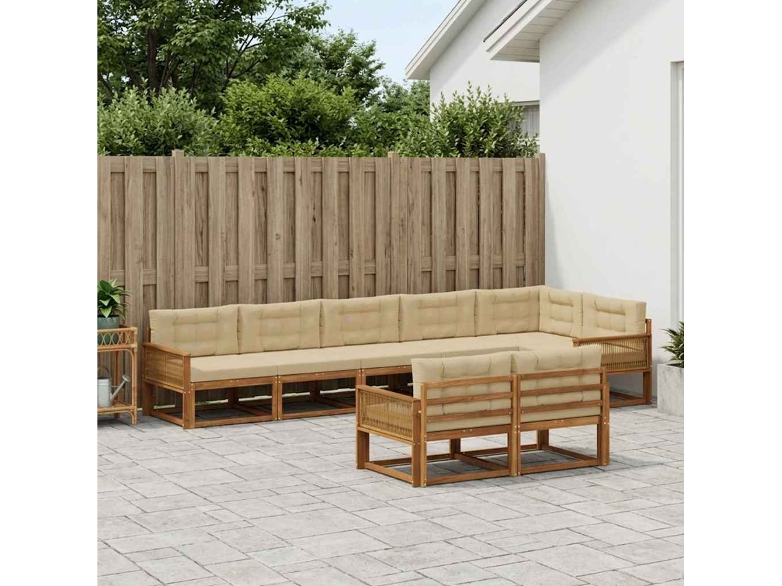 Vidaxl Conjunto De Sofás Para Exterior 8 Unid. Natural E Bege