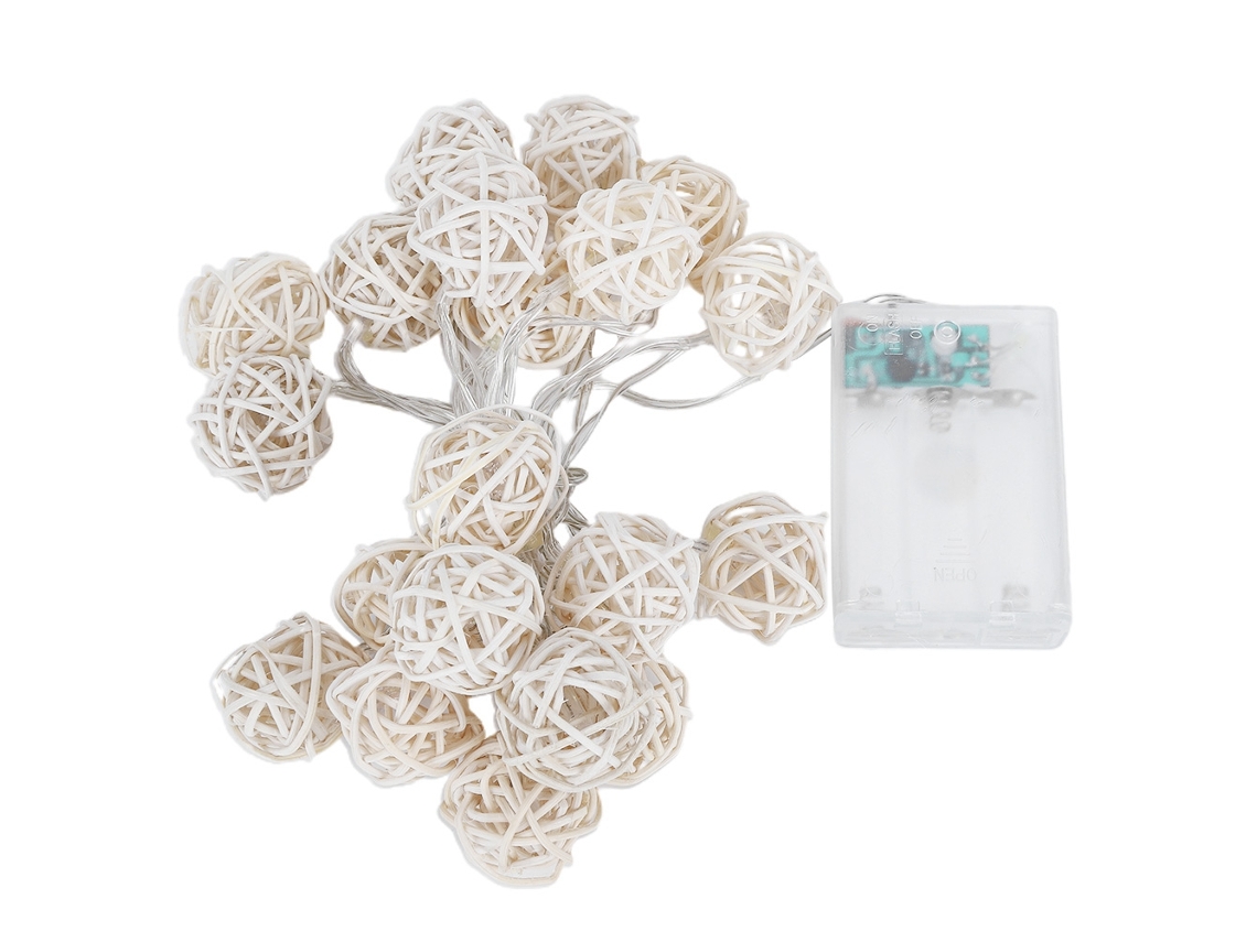 Laxiscreed Luzes Natalinas Com Bolas De Rattan, 3,1m, 20 Leds Para Decoração De Festas E Ambientes Internos