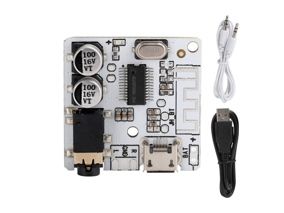 Aetheria placa Receptora de Áudio Bluetooth 5.0 Módulo Decodificador Estéreo Sem Fio com Cabos Usb e 3,5mm
