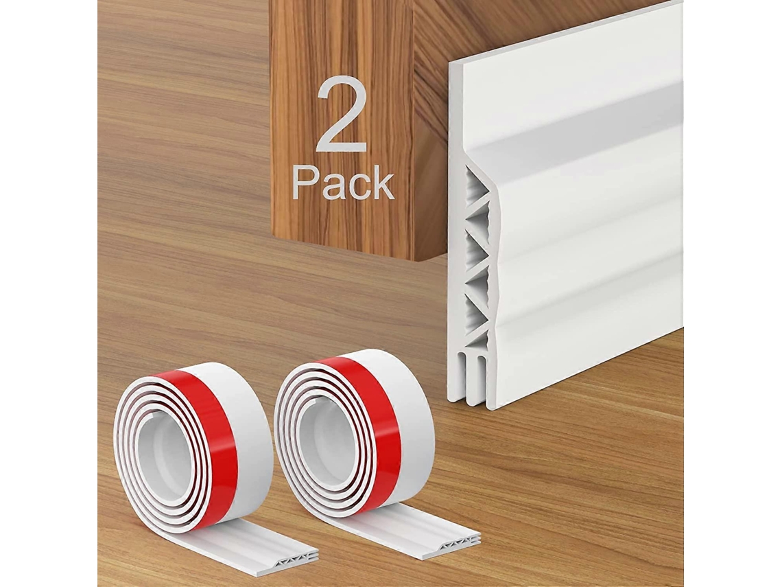 Funda Inferior de Porta Adhesiva 2m x 50mm Branca, Aislante de Goma para Bloquear Ruído, Vento e Insetos | S/MARCA