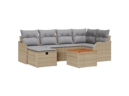 Conjunto 7 Móveis De Jardim Vidaxl Bege Vime Pe (232,5 X 122,5 X 85 Cm)