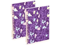 Conjunto de 2 Cadernos Espiral A5 com Encadernação em Espiral, Roxo Mesclado, 21,1 X 14,5 Cm, 60 Folhas, para