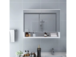 Vidaxl Armário Espelhado Casa De Banho Com Led 80x15x60 Cm Mdf Branco