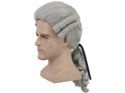 Advocatenpruik Longa Cinzenta - Resistente Ao Aquecimento Fios Sintéticos - Barba Para Homens - Estilo Século Xviii - Inclui Chapinha - Ajustável De T