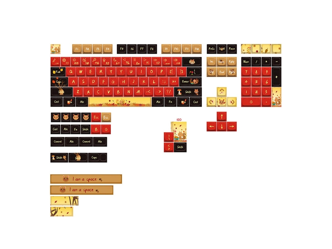 Lurelia Keycaps Tema Squirrel Keys Dz60 Rk61 Alice Layout Perfil Xda Para Teclado Mecânico