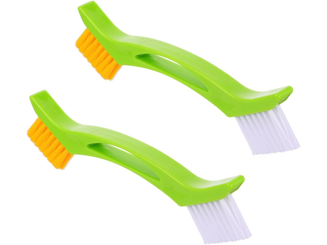 Conjunto De 2 Escovas De Limpeza Com Cabo Ergonômico De Plástico, Cor Verde.