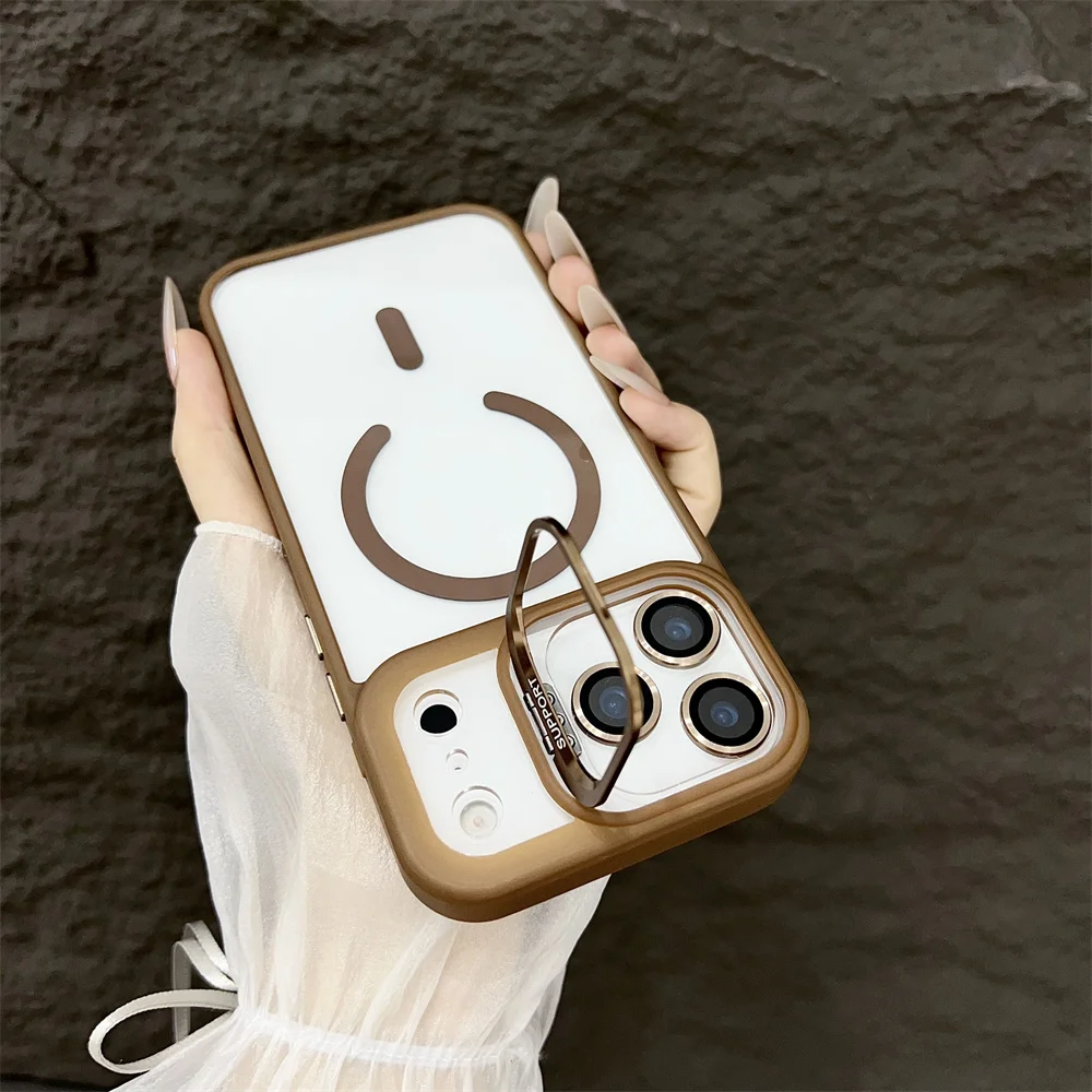(iphone 11, Dourado) Capa Para Iphone Com Suporte Magnético Magsafe, Compatível Com Carregamento Sem Fio.