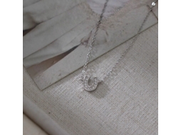Colar em Prata de Lei S925 com Pingente Versátil em Formato de Ferradura em Miniatura. MDUG (ouro Branco)