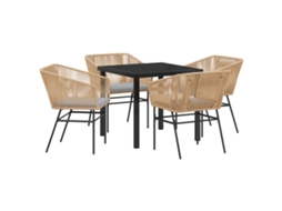 Conjunto 5 De Jantar De Jardim De Vidaxl Com Almofadas Em Rattan Sintético Marrom