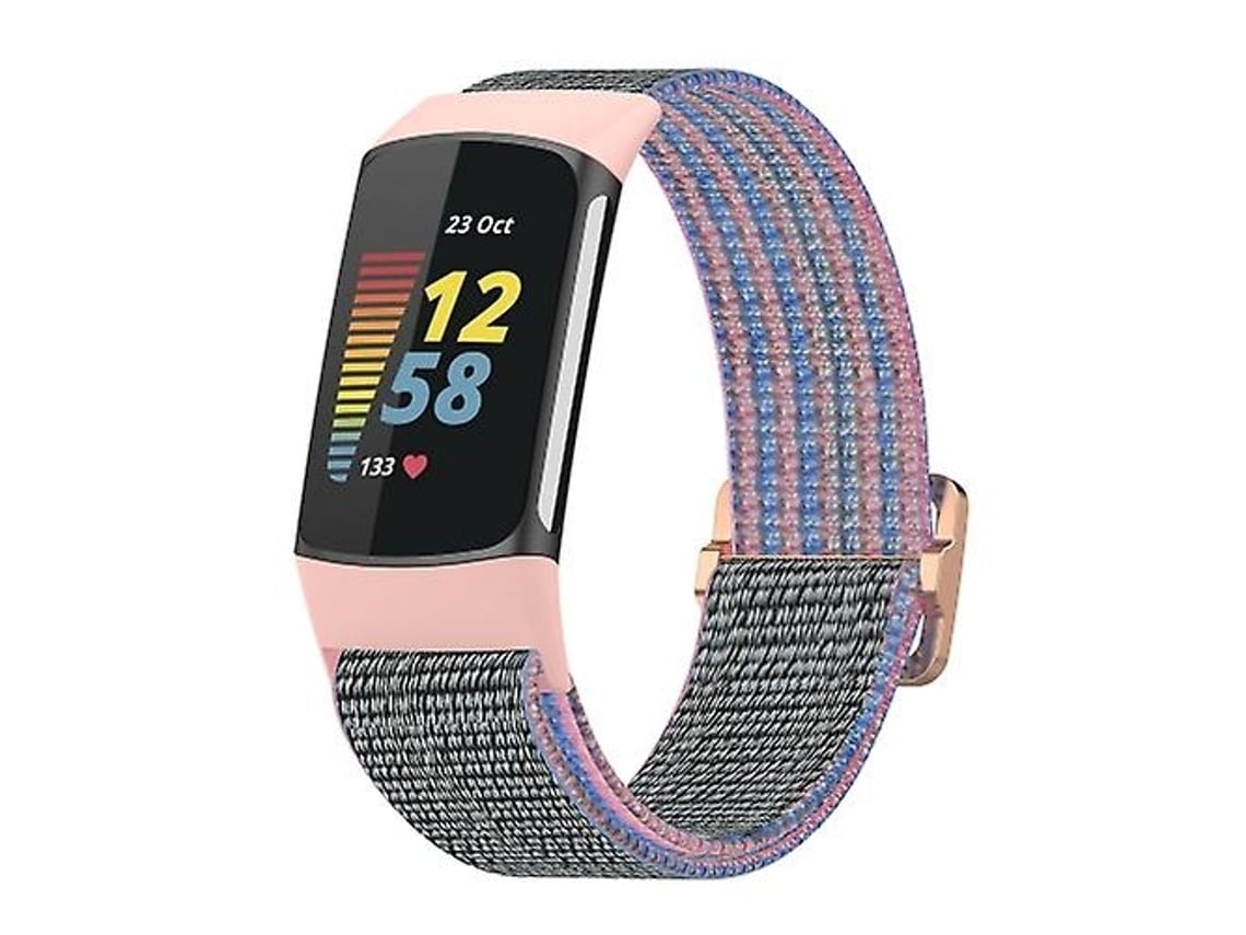 Lurelia Faixa Elástica De Nylon Trançado Pink Strap, Compatível Com Fitbit Charge 5