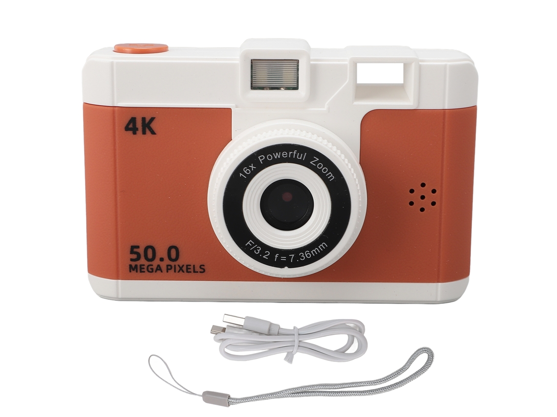 Câmera Digital 50mp 1080p Com Câmeras Duas Frontal E Traseira, Zoom Digital 8x, Tela De 2.4 Polegadas, Bateria De 800mah, Marrom