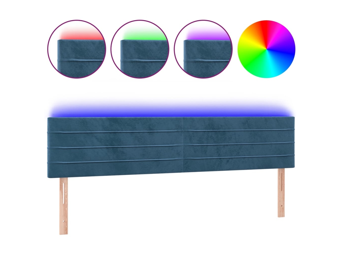Cabeceira com luzes LED Veludo Azul Escuro MAISON EXCLUSIVE (180x5x78 cm)