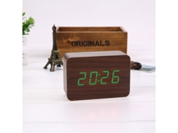 2026-relógio Despertador Digital Led Com Carregamento Usb, Temperatura, 3 Alarmes, 2 Modos, Ajuste De Brilho (madeira Marrom Luz Verde)