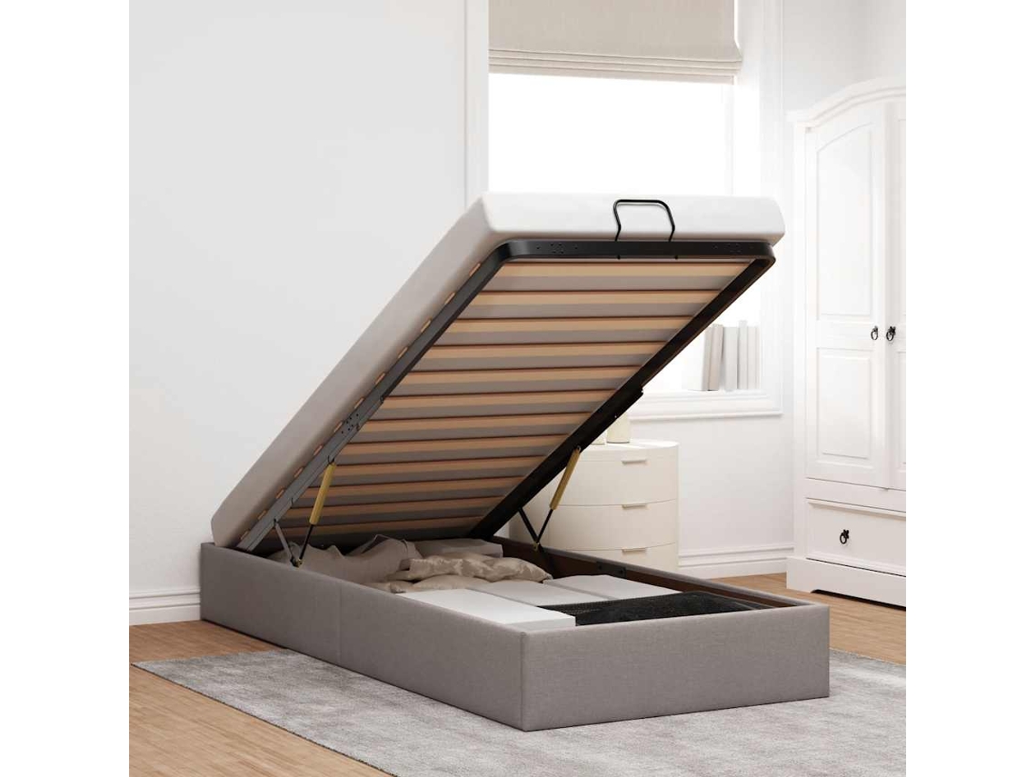 Vidaxl Estrutura De Cama Otomana Sem Colchão 100x200cm Tecido Cinzento
