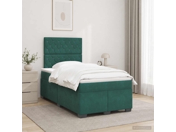 Vidaxl Cama Box Spring Com Colchão Verde-escuro 120 X 190 Cm Veludo